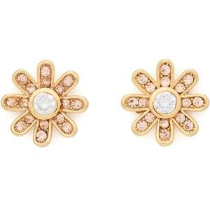 Kate Spade Gold and Crystal Flower Stud Earrings